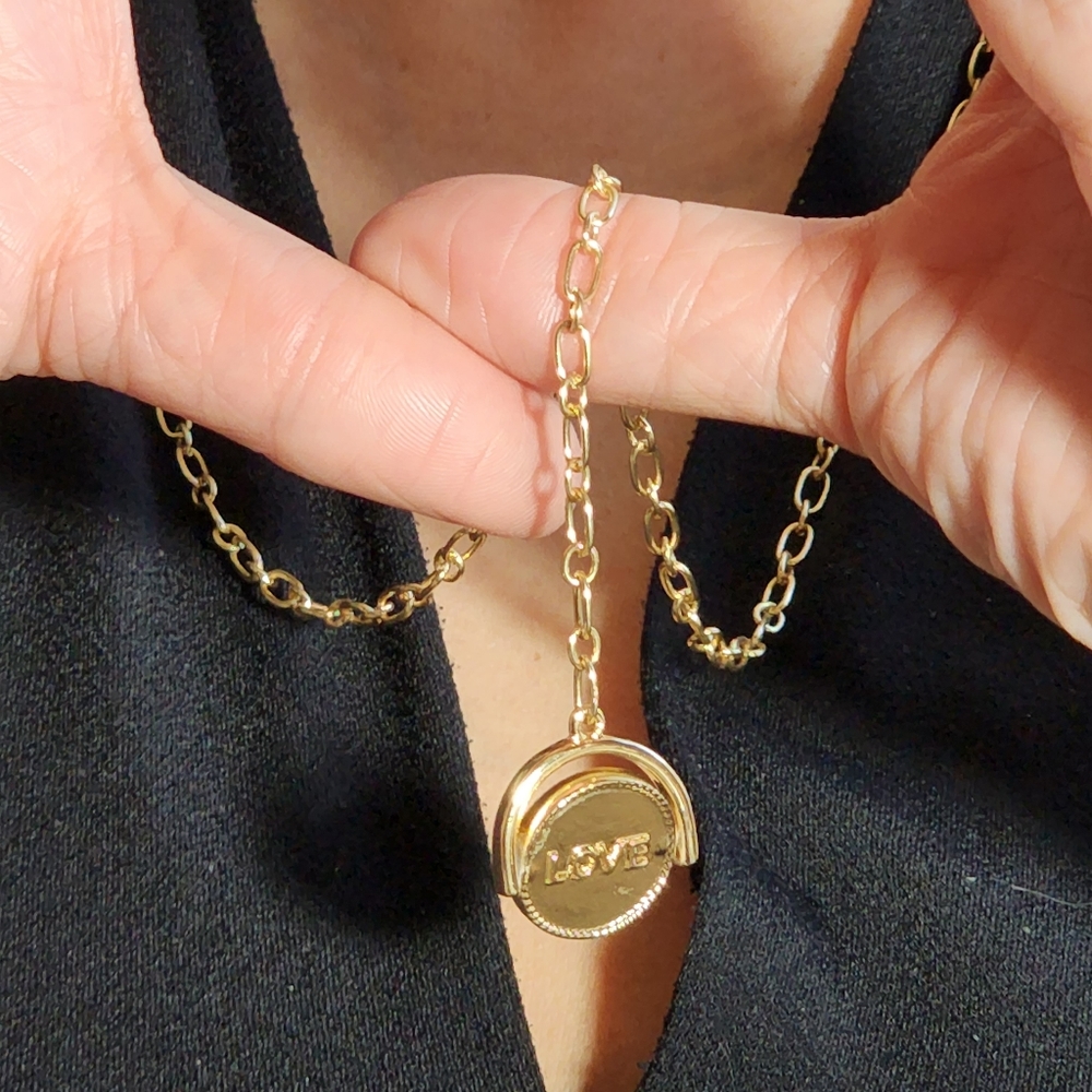 BCBG Generation Gold SHARE THE LOVE COIN Pendant Necklace